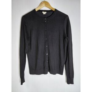 J.CREW Caryn .Crew The Cardigan Black Sweater Solid Knit Women Size M